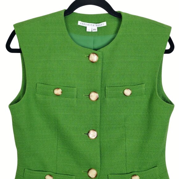 Veronica Beard Tamara Vest Cactus Green Tweed Suit Size 4 - Picture 5 of 12